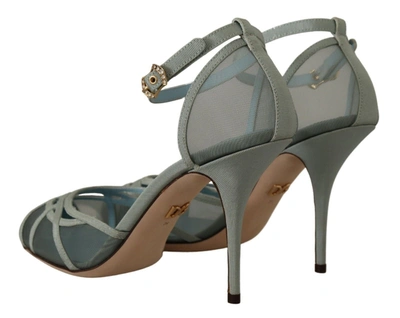Shop Dolce & Gabbana Blue Mesh Ankle Strap Heels Sandals Women's Shoes