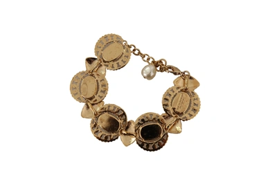 Shop Dolce & Gabbana Champagne Crystal Gold Chain Women's Bracelet