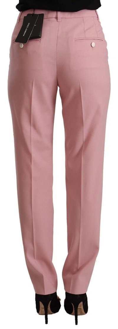 Shop Dolce & Gabbana Pink Wool Stretch High Waist Trouser Women's Pants