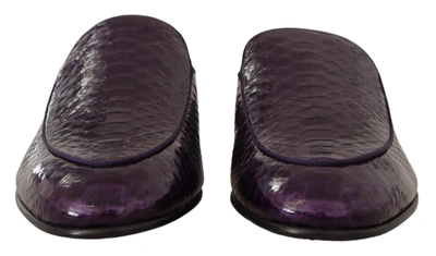 Dolce & Gabbana Purple Exotic Leather Flats Slides Shoes In Purple