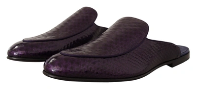 Dolce & Gabbana Purple Exotic Leather Flats Slides Shoes In Purple