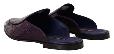 Dolce & Gabbana Purple Exotic Leather Flats Slides Shoes In Purple