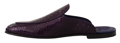 Dolce & Gabbana Purple Exotic Leather Flats Slides Shoes In Purple