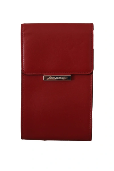 Shop Dolce & Gabbana Red Leather Universal Phone Pocket Men's Case