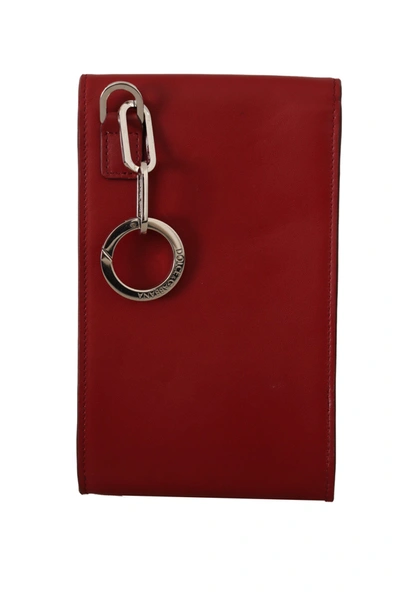 Shop Dolce & Gabbana Red Leather Universal Phone Pocket Men's Case