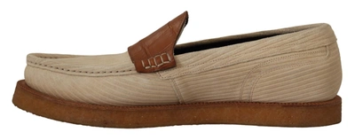 Shop Dolce & Gabbana White Brown Fox Moccasins Loafers Men's Shoes