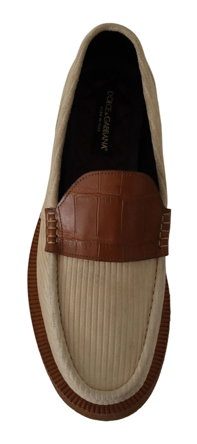 Shop Dolce & Gabbana White Brown Fox Moccasins Loafers Men's Shoes