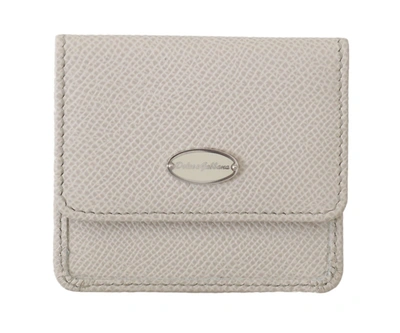 Dolce & Gabbana White Dauphine Leather Holder Pocket Wallet Condom Case In White