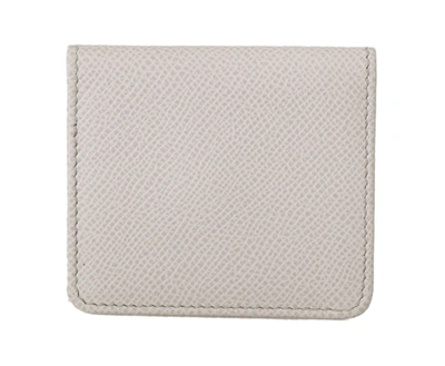 Dolce & Gabbana White Dauphine Leather Holder Pocket Wallet Condom Case In White