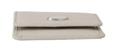 Dolce & Gabbana White Dauphine Leather Holder Pocket Wallet Condom Case In White