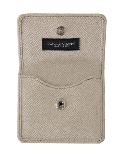 Dolce & Gabbana White Dauphine Leather Holder Pocket Wallet Condom Case In White