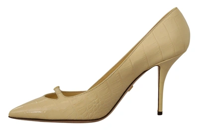 Shop Dolce & Gabbana Yellow Exotic Leather Stiletto Heel Pumps Women's Shoes
