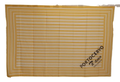 Dolce & Gabbana Yellow White Striped Portocervo Shawl Scarf In Yellow