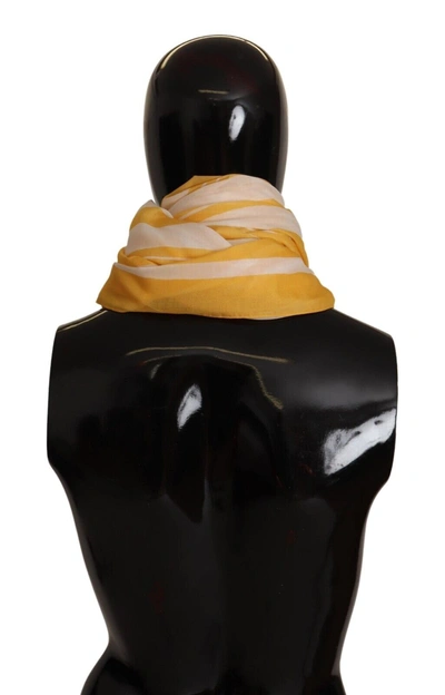 Dolce & Gabbana Yellow White Striped Portocervo Shawl Scarf In Yellow