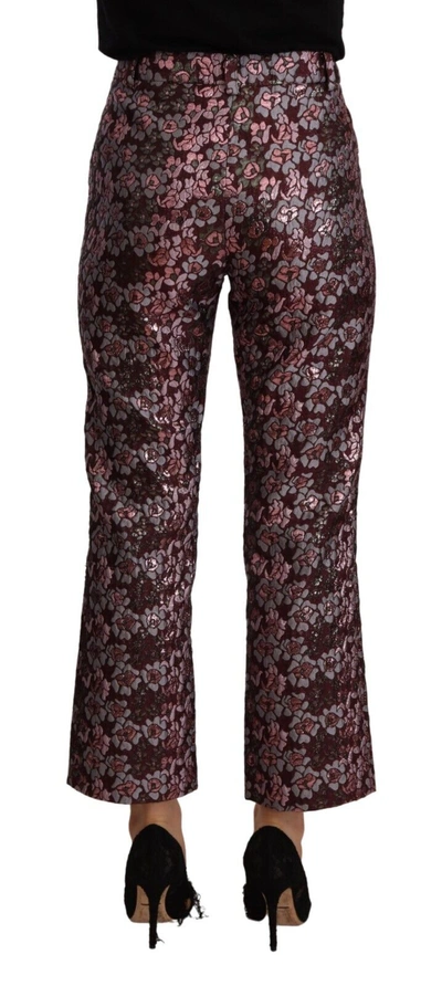 Shop House Of Holland Multicolor Floral Jacquard Flared Cropped Women's Pants