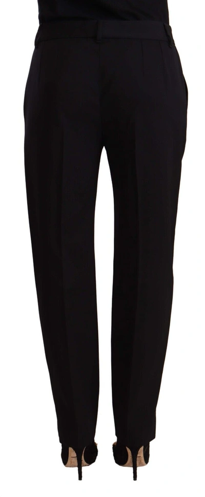 Shop Dolce & Gabbana Black Mid Waist Skinny Trouser Wool Women's Pants