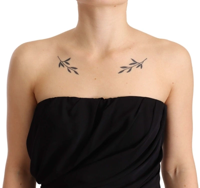 Dolce & Gabbana Black Silk Stretch Strapless Sheath Midi Dress In Black