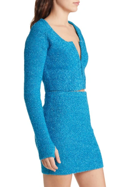 Shop Alix Nyc Phoenix Metallic Wool Blend Crop Top In Cerulean Blue