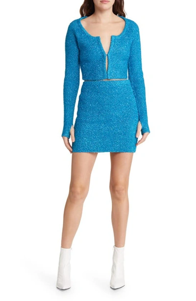 Shop Alix Nyc Phoenix Metallic Wool Blend Crop Top In Cerulean Blue