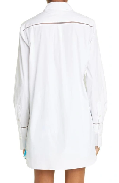 Shop Monse Mesh Insert Cotton Poplin Button-up Shirt In White