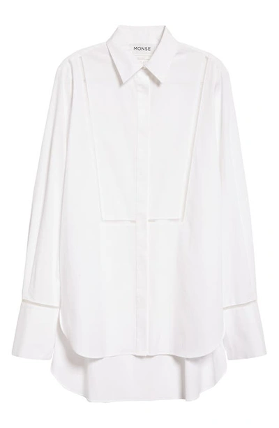 Shop Monse Mesh Insert Cotton Poplin Button-up Shirt In White