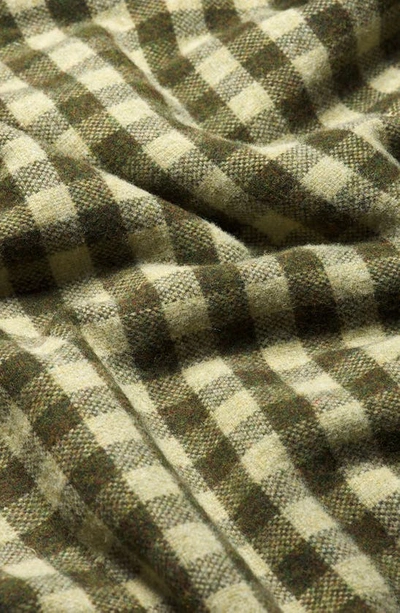 Shop Piglet In Bed Gingham Merino Wool Blanket In Botanical Green