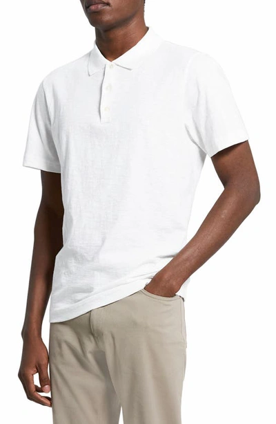 Theory Bron Polo In Cosmos Slub Cotton In White