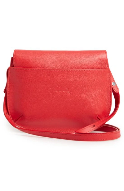 Shop Longchamp Small Le Foulonne Leather Crossbody Bag In Red Orange