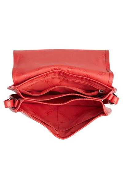 Shop Longchamp Small Le Foulonne Leather Crossbody Bag In Red Orange