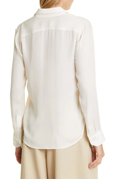 Shop Nili Lotan Gaia Slim Fit Silk Blend Shirt In Ivory