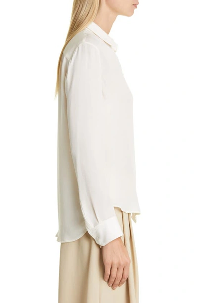 Shop Nili Lotan Gaia Slim Fit Silk Blend Shirt In Ivory