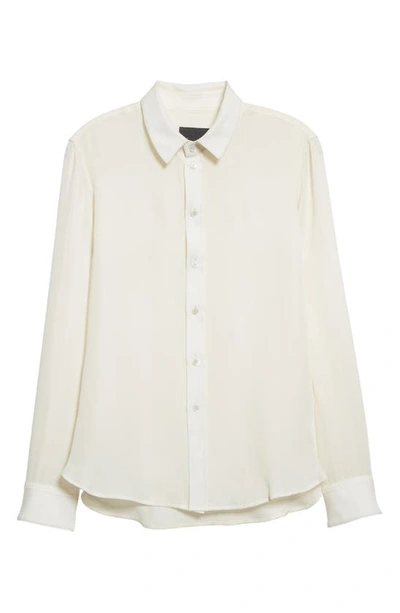 Shop Nili Lotan Gaia Slim Fit Silk Blend Shirt In Ivory