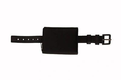 Dolce & Gabbana Black Leather Trifold Purse Belt Strap Multi Kit Men's Wallet In Black