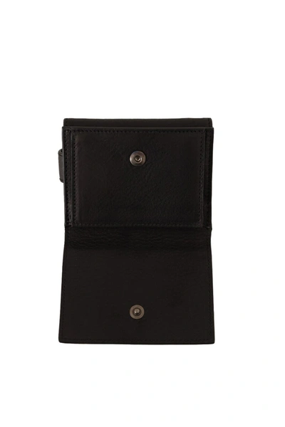 Dolce & Gabbana Black Leather Trifold Purse Belt Strap Multi Kit Men's Wallet In Black