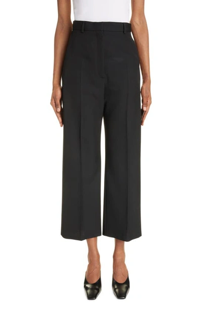 Shop Acne Studios Percita Pintuck Crop Wide Leg Trousers In Black