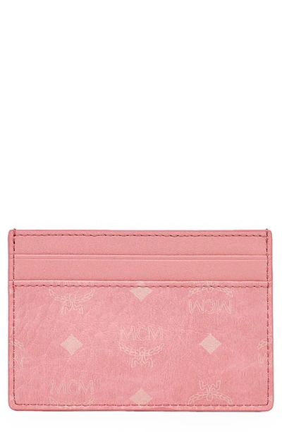 Shop Mcm Mini Visetos Coated Canvas Card Case In Blossom Pink Visetos