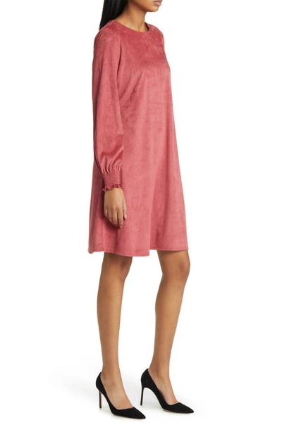 Shop Anne Klein Smocked Long Sleeve Trapeze Dress In Autumn Rose