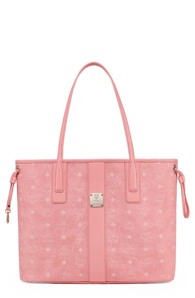 Shop Mcm Medium Liz Reversible Shopper In Blossom Pink Visetos