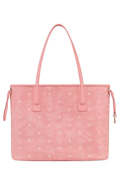 Shop Mcm Medium Liz Reversible Shopper In Blossom Pink Visetos