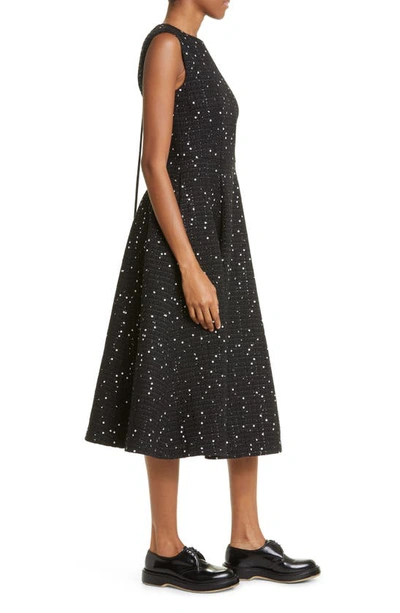 Shop Adam Lippes Paillette Tweed Fit & Flare Dress In Black