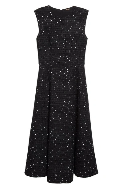 Shop Adam Lippes Paillette Tweed Fit & Flare Dress In Black