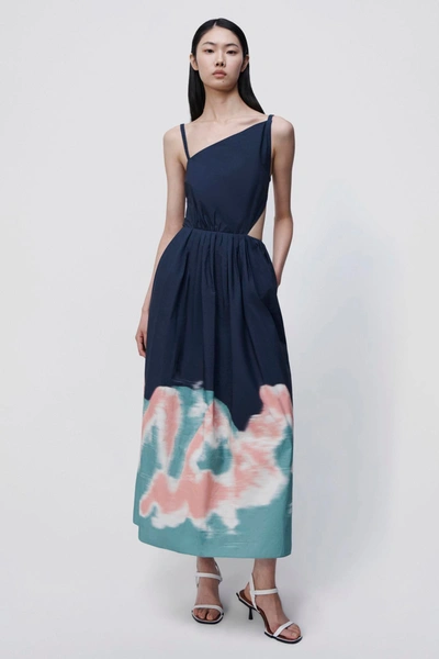 Shop Jonathan Simkhai Collene Cotton Poplin Midi Dress In Midnight Multi