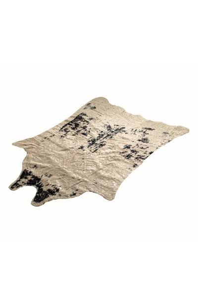 Shop Luxe Faux Cowhide Rug In Salty Off-white/ Black / Gold