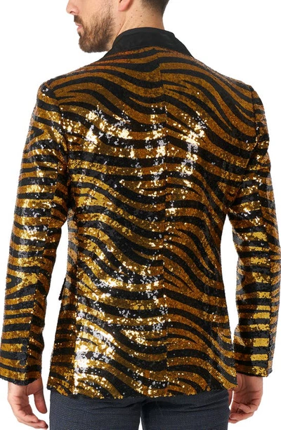 Opposuits Tiger Royale Sequin Notch Collar Blazer In Yellow