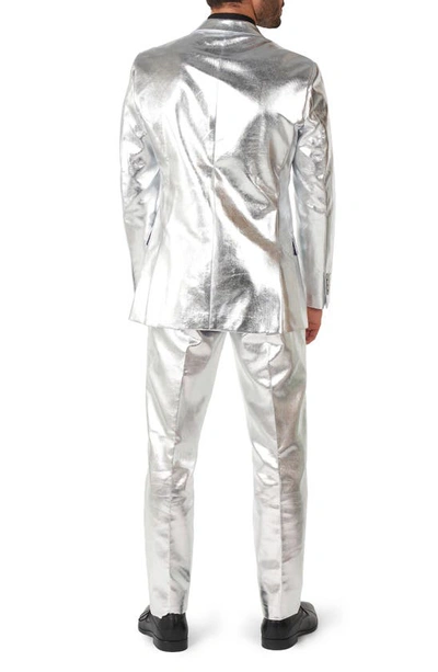 Opposuits Shiny Silver Two Button Notch Lapel Suit In Grey