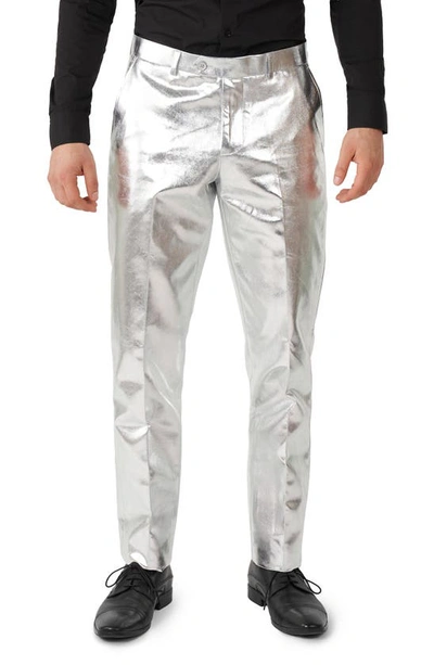 Opposuits Shiny Silver Two Button Notch Lapel Suit In Grey