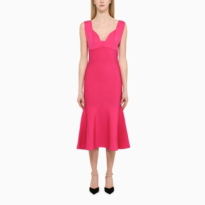 Shop Roland Mouret Fuchsia Viscose Dress In Pink