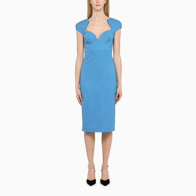 Shop Roland Mouret Light Blue Wool-blend Dress