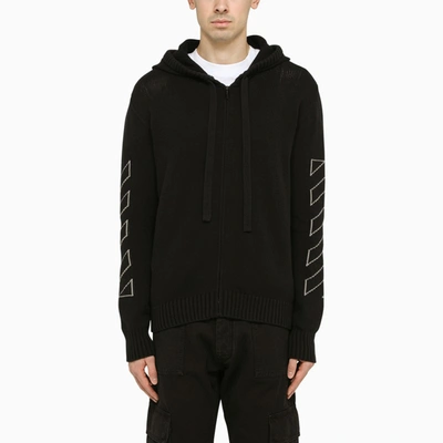 Shop Off-white ™ | Diag Zip/cardigan Black Knitted Sweatshirt