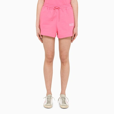 Shop Ganni Pink Jersey Cotton Shorts